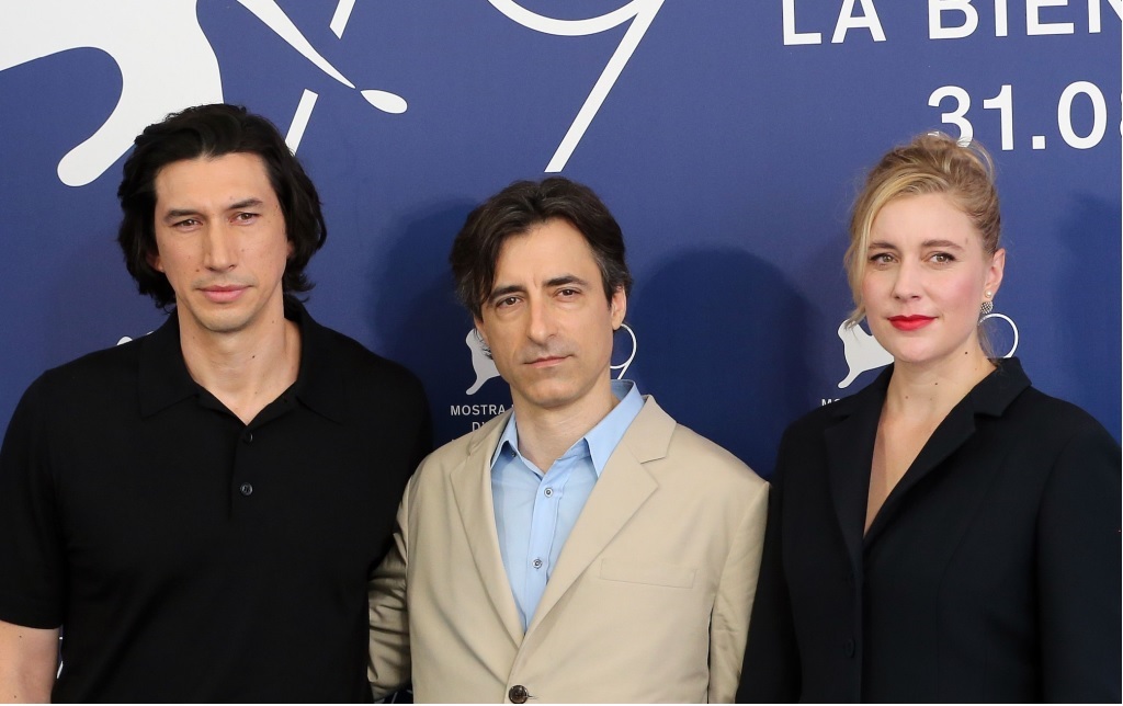 Adam Driver (left) With Greta Gerwig (right) And Director Noah Baumbach (middle)