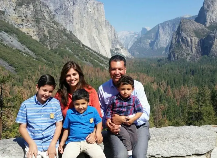 Alex, Angela and their sons visiting Yosemite National Park